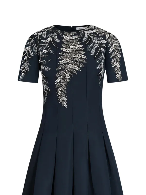 Oscar de La Renta Fern Embroidered Faille Gown - Blue Oscar de La Renta Fern Embroidered Faille Gown - Blue