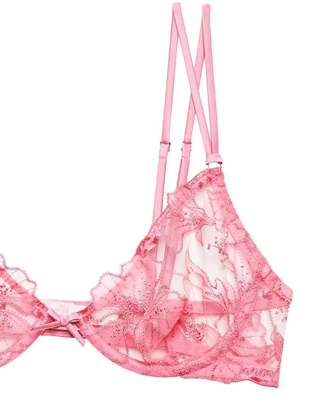  Fleur Du Mal Floral Embroidered Ruffled Bra - Pink 