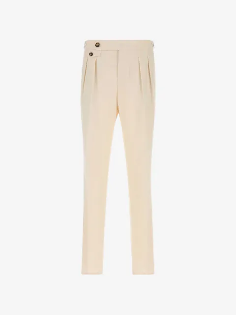 Brunello Cucinelli button pleated cotton trousers