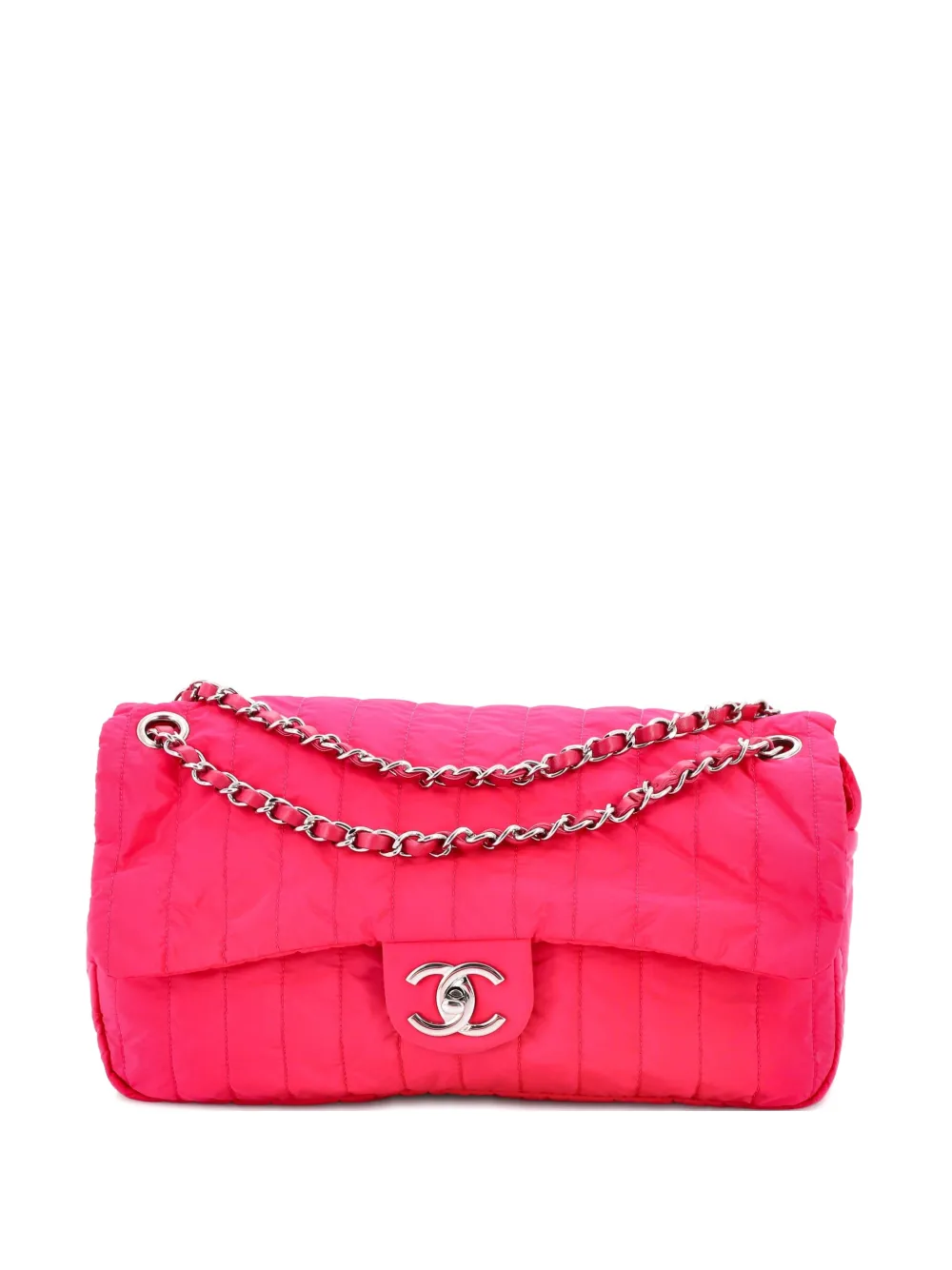 CHANEL Pre-Owned Soft Shell Flap Bag Vertical Quilted Nylon Jumbo shoulder bag - Rosa