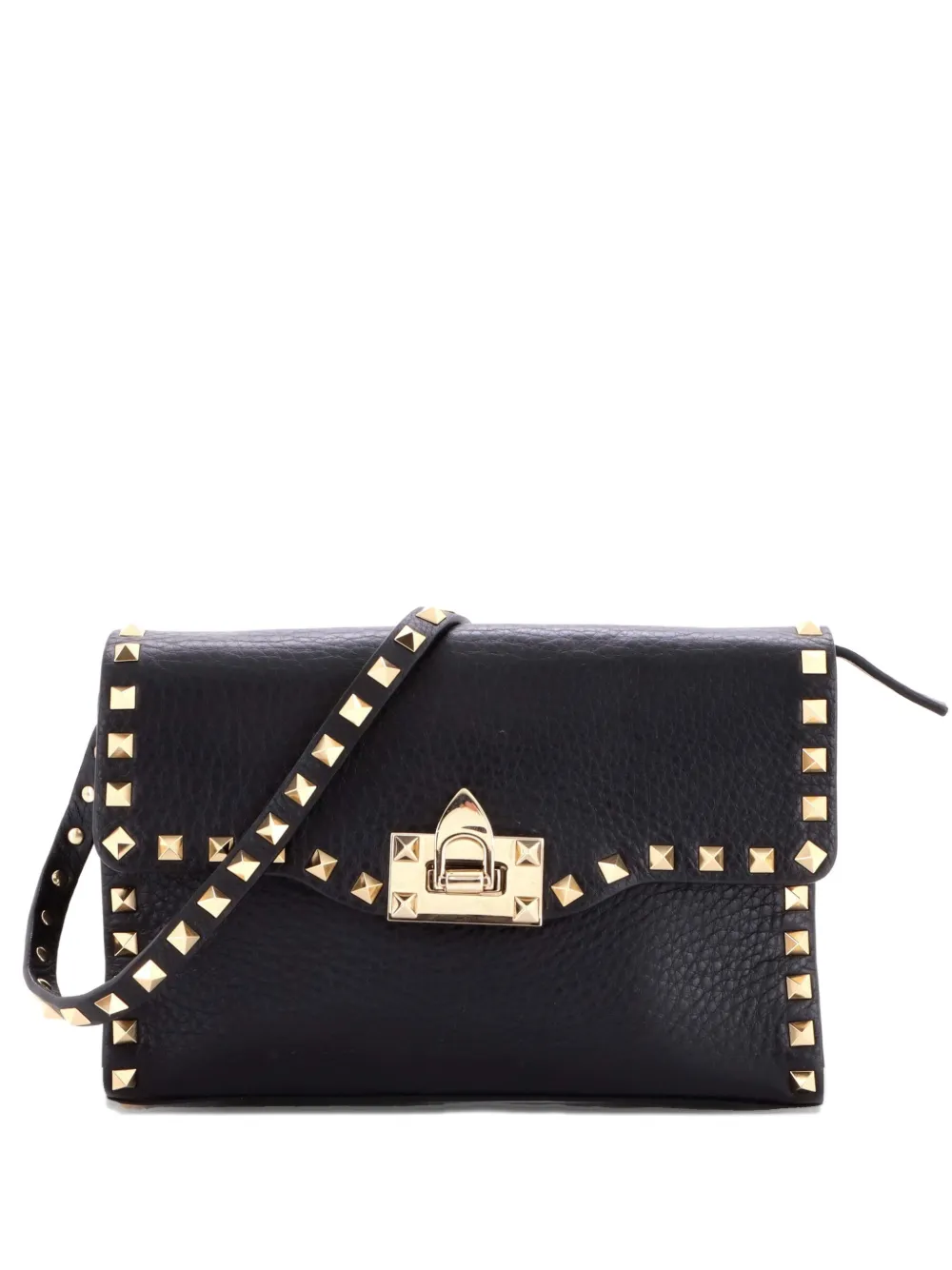 Valentino Garavani Pre-Owned Rockstud Flip Lock Flap Bag Leather Small shoulder bag - Nero