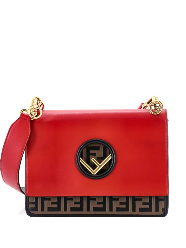 Fendi Pre-Owned キャナイ エフ レザー＆ズッカエンボス ミディアム
