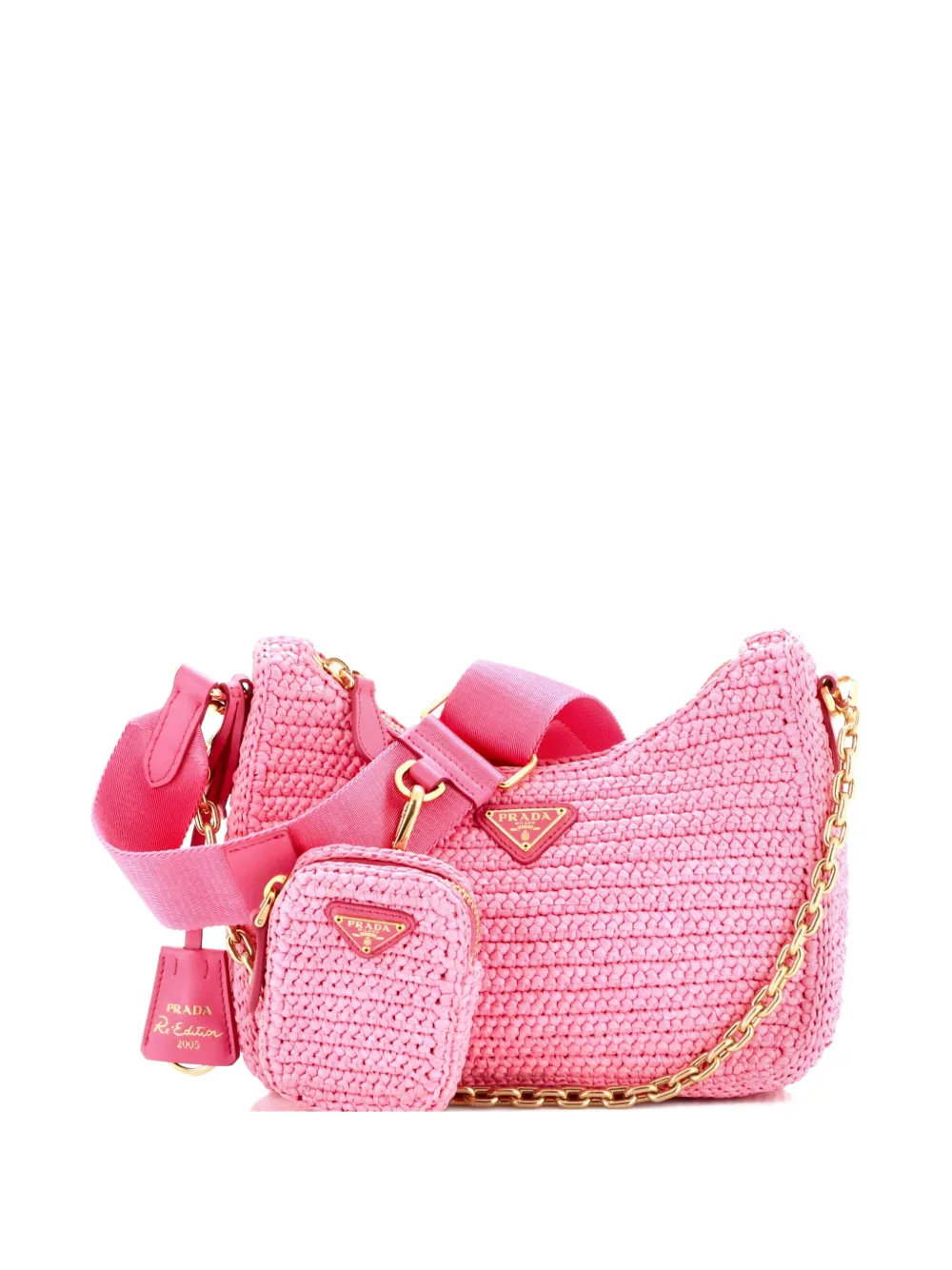 Prada Pre-Owned Re-Edition 2005 Shoulder Bag Raffia Small crossbody bag - Rosa
