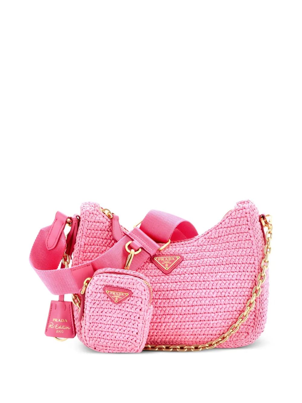 Prada Pre-Owned Re-Edition 2005 Shoulder Bag Raffia Small crossbody bag - Rosa