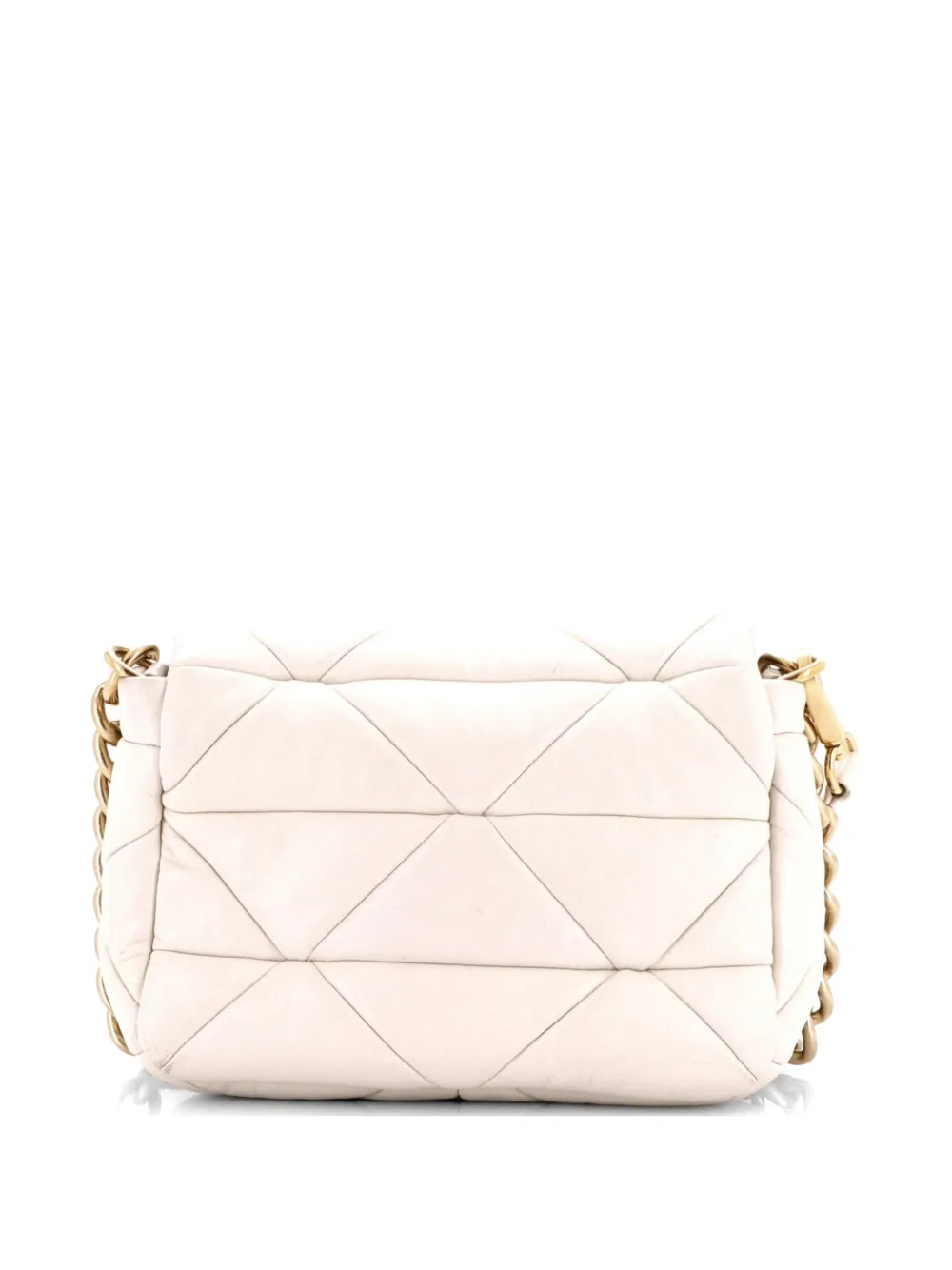 Prada Pre-owned System Flap Quilted Nappa Leather Small Shoulder Bag in White, view 2