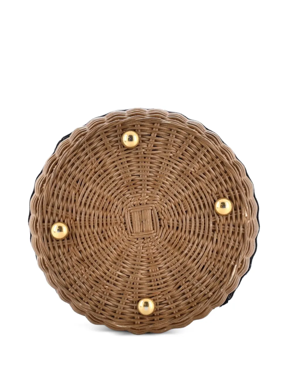 Drawstring Wicker With Oblique Canvas Bucket Bag