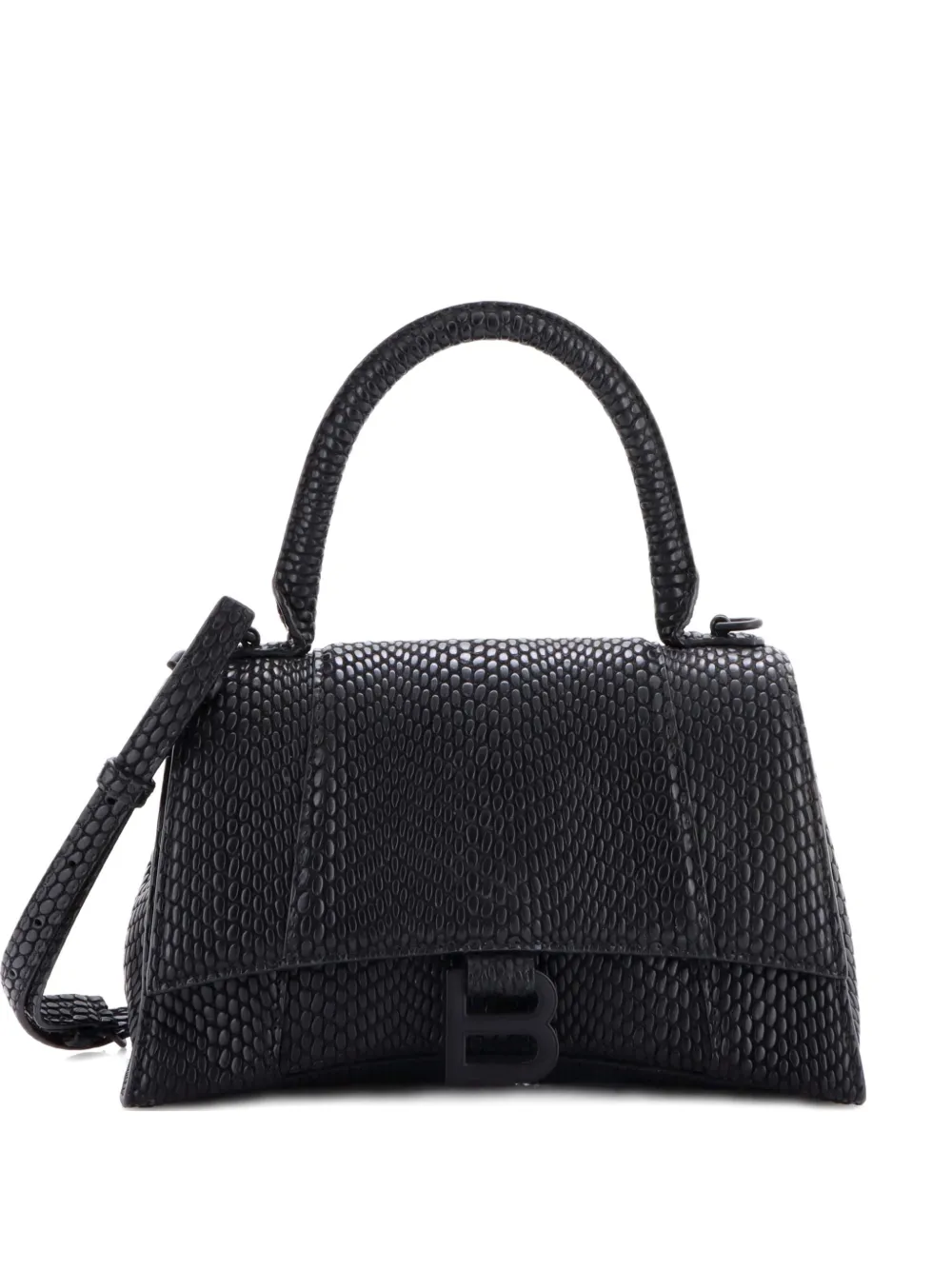Balenciaga Pre-Owned Hourglass Top Handle Bag Snakeskin Embossed Leather Small crossbody bag - Nero