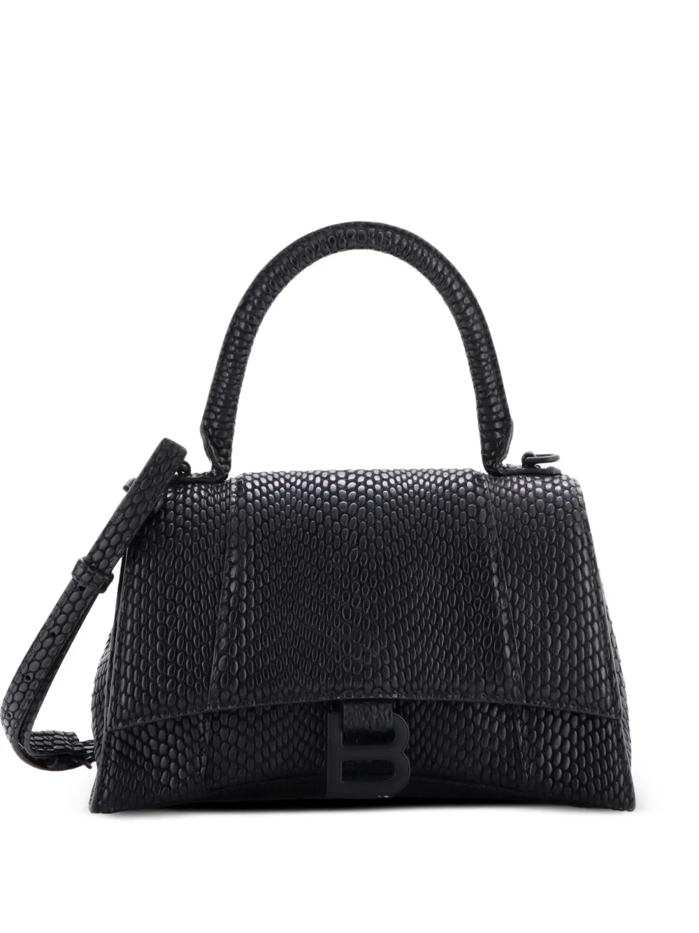 Balenciaga Pre-Owned Hourglass Top Handle Bag Snakeskin Embossed Leather Small crossbody bag - Nero