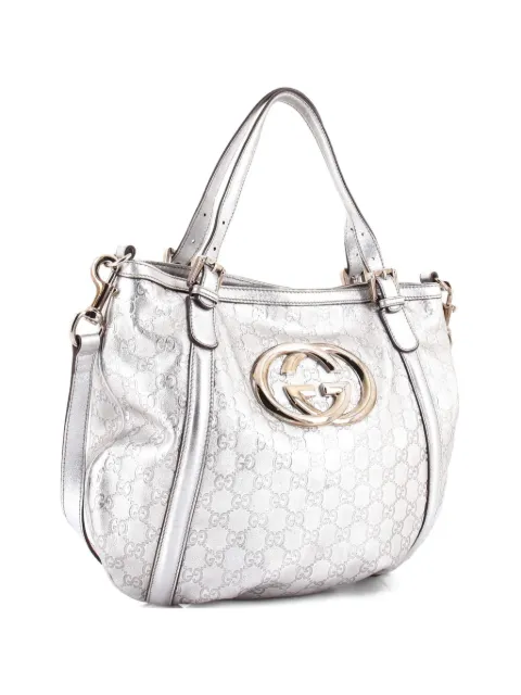 Gucci Pre-Owned Britt Web Convertible Guccissima Leather Large satchel