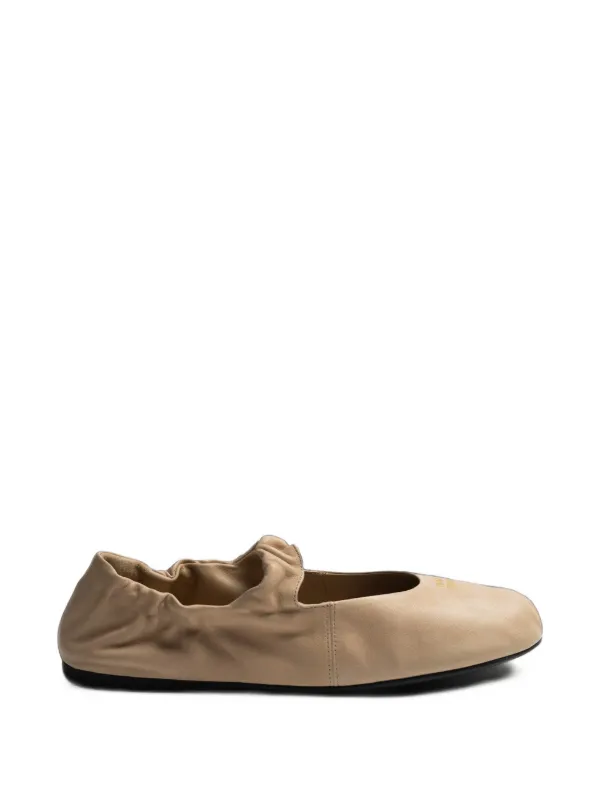 Miu Miu Leather Ballet Flats in Neutrals