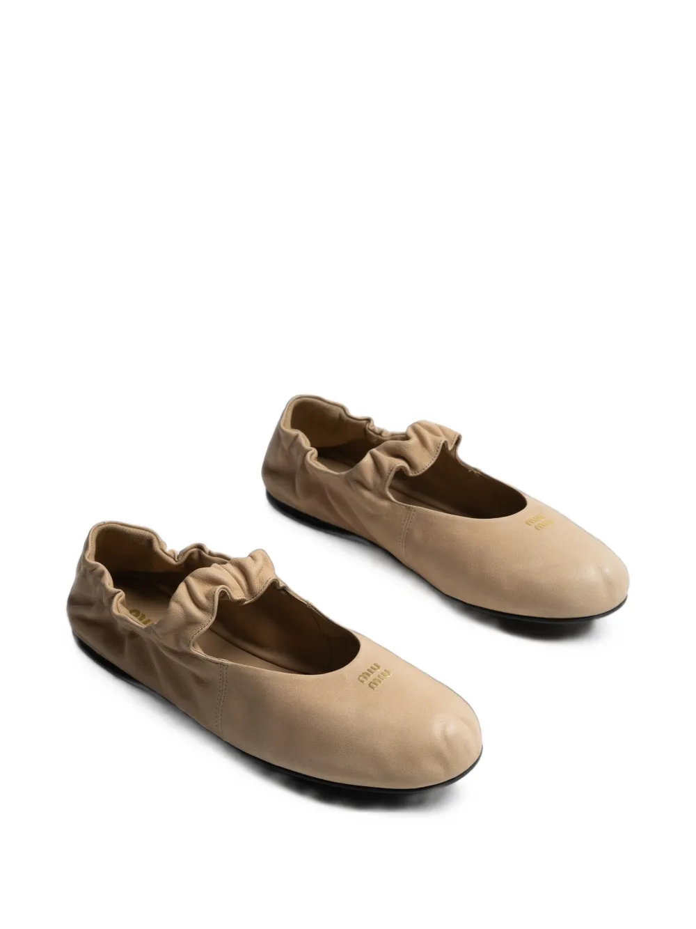 Miu Miu Leather Ballet Flats in Neutrals, view 2