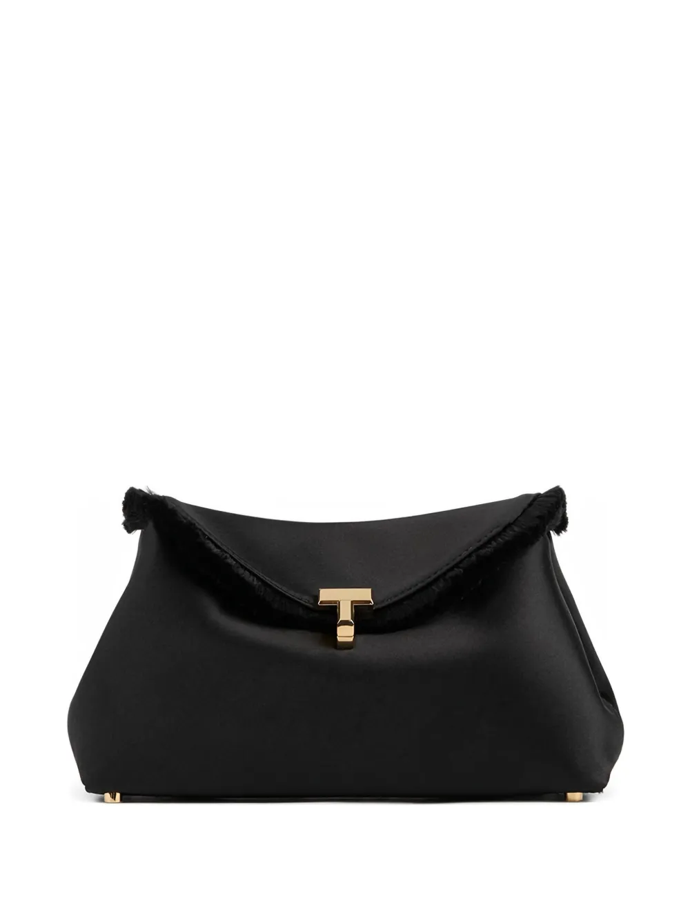 TOTEME mini T-lock frayed clutch bag - Nero