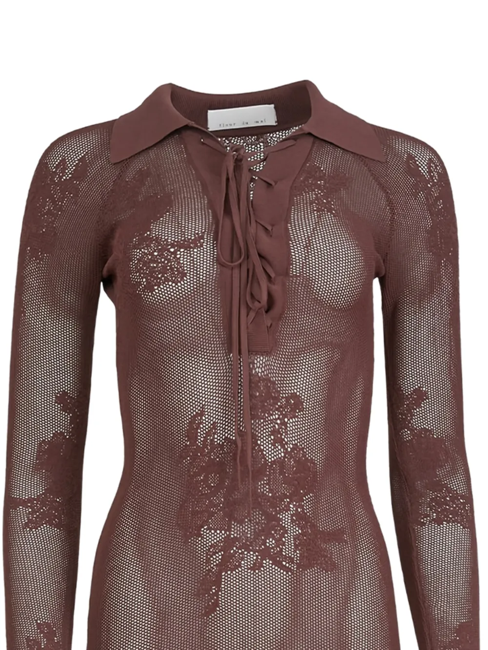 Fleur Du Mal Pointelle maxi-jurk met kant Bruin