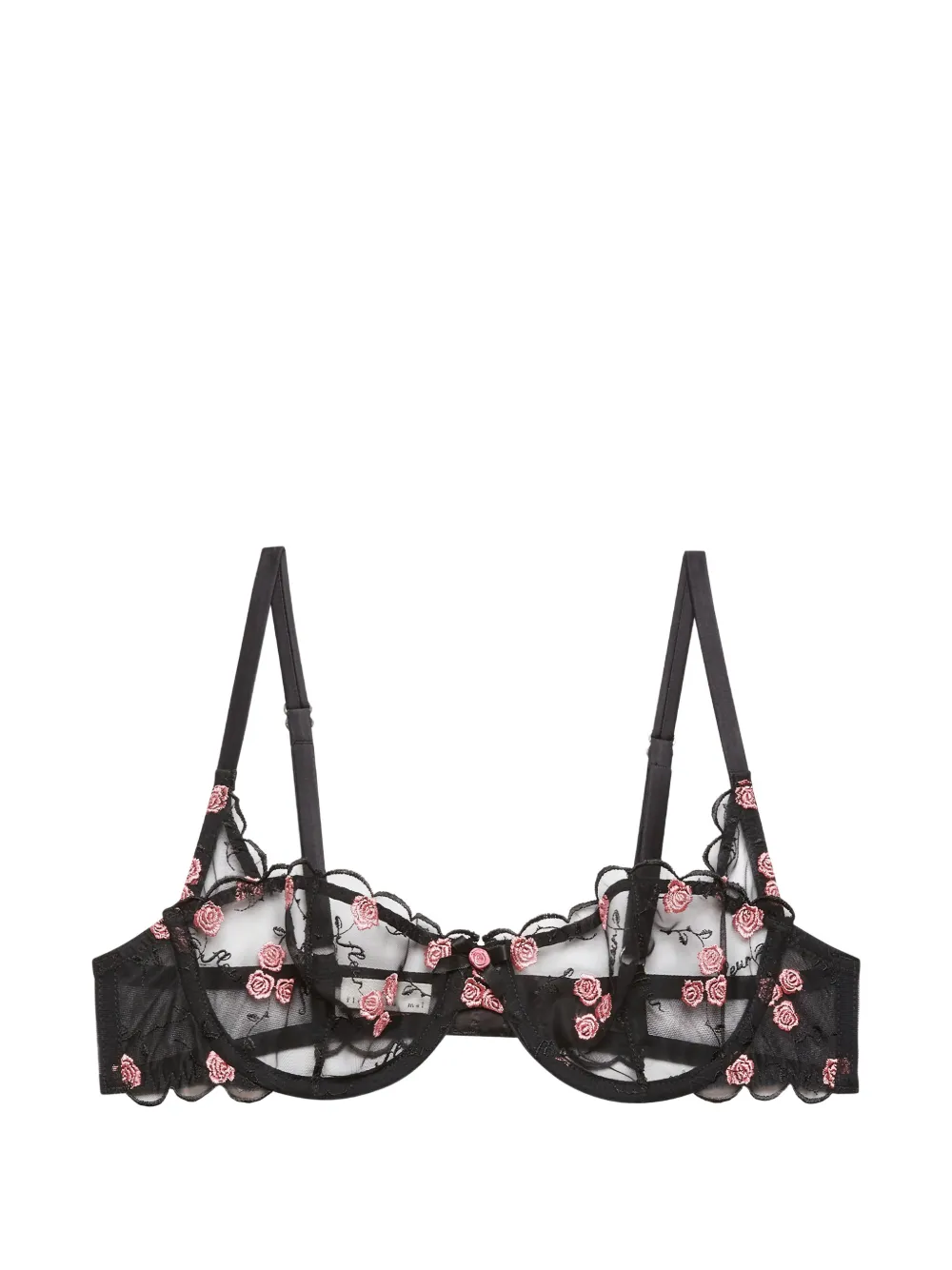 Fleur Du Mal rose embroidered scalloped bra - Nero