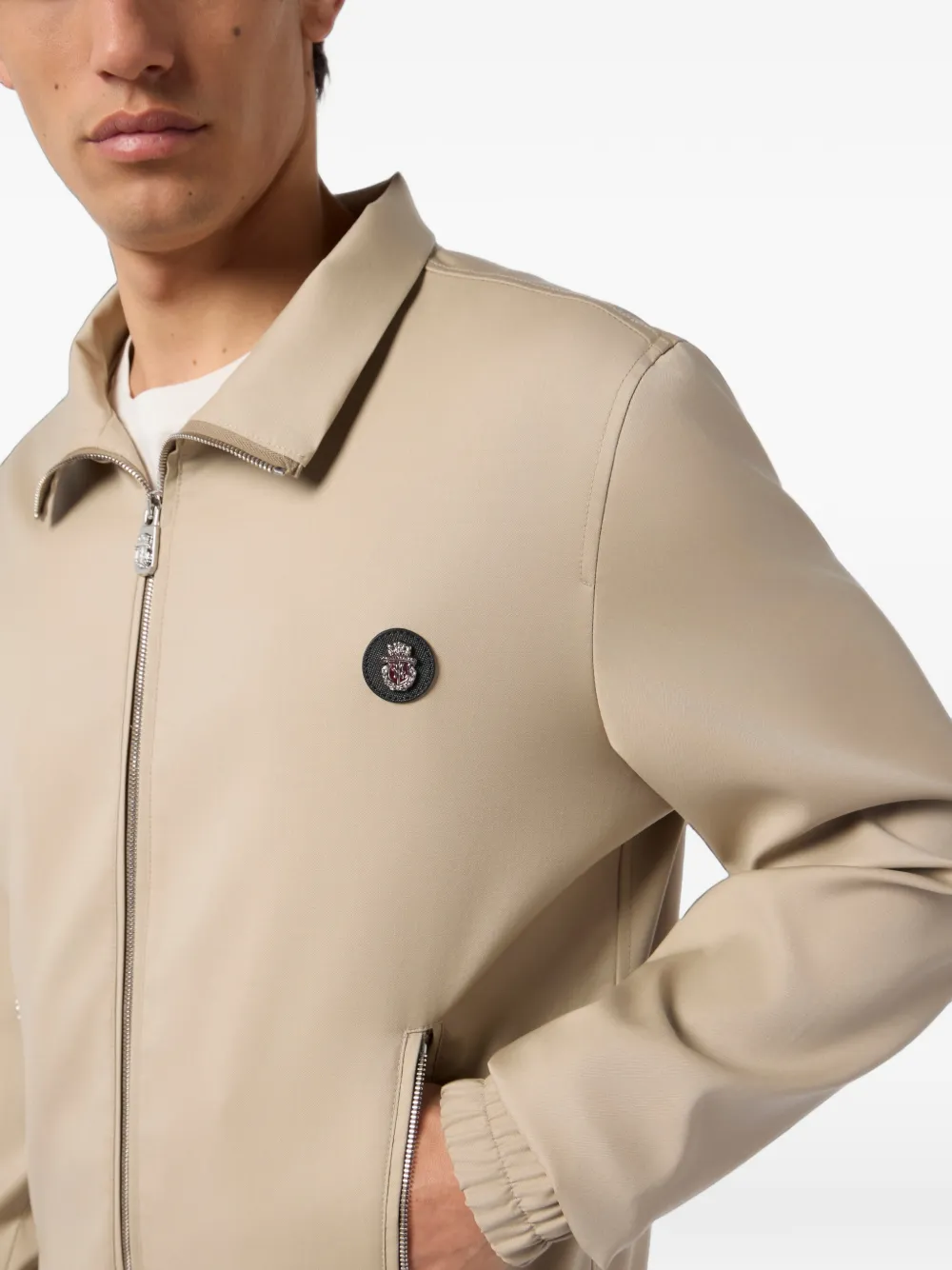 Billionaire Wollen trainingsjack met rits Beige