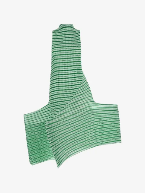 Issey Miyake vestido corto con pliegues y motivo de rayas