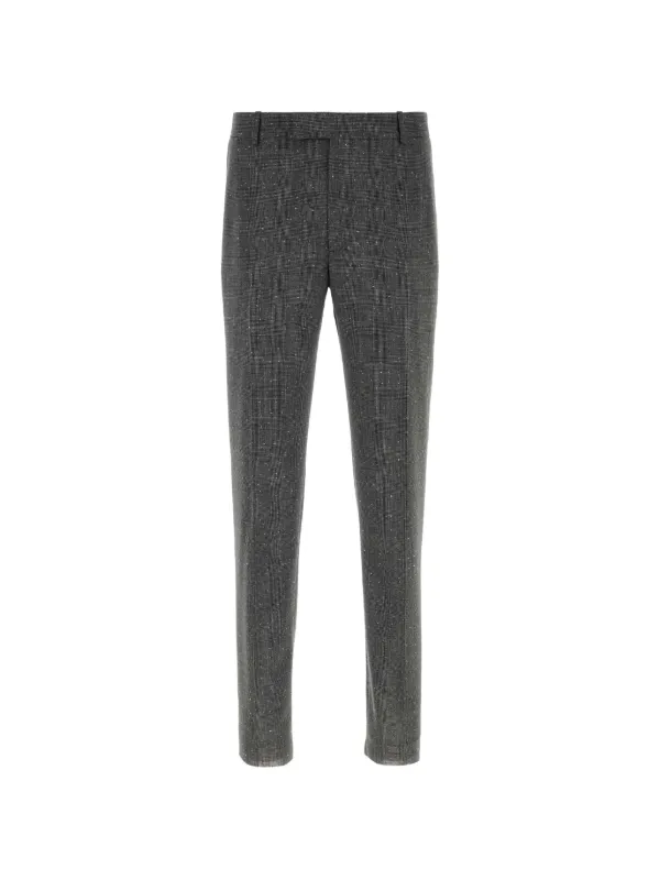 alexander mcqueen cigarette trousers Alexander Mcqueen Embroidered Wool Cigarette Men Trousers