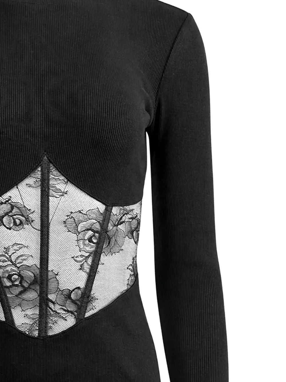  Fleur Du Mal Bouquet-lace Boned Midi Dress - Black 