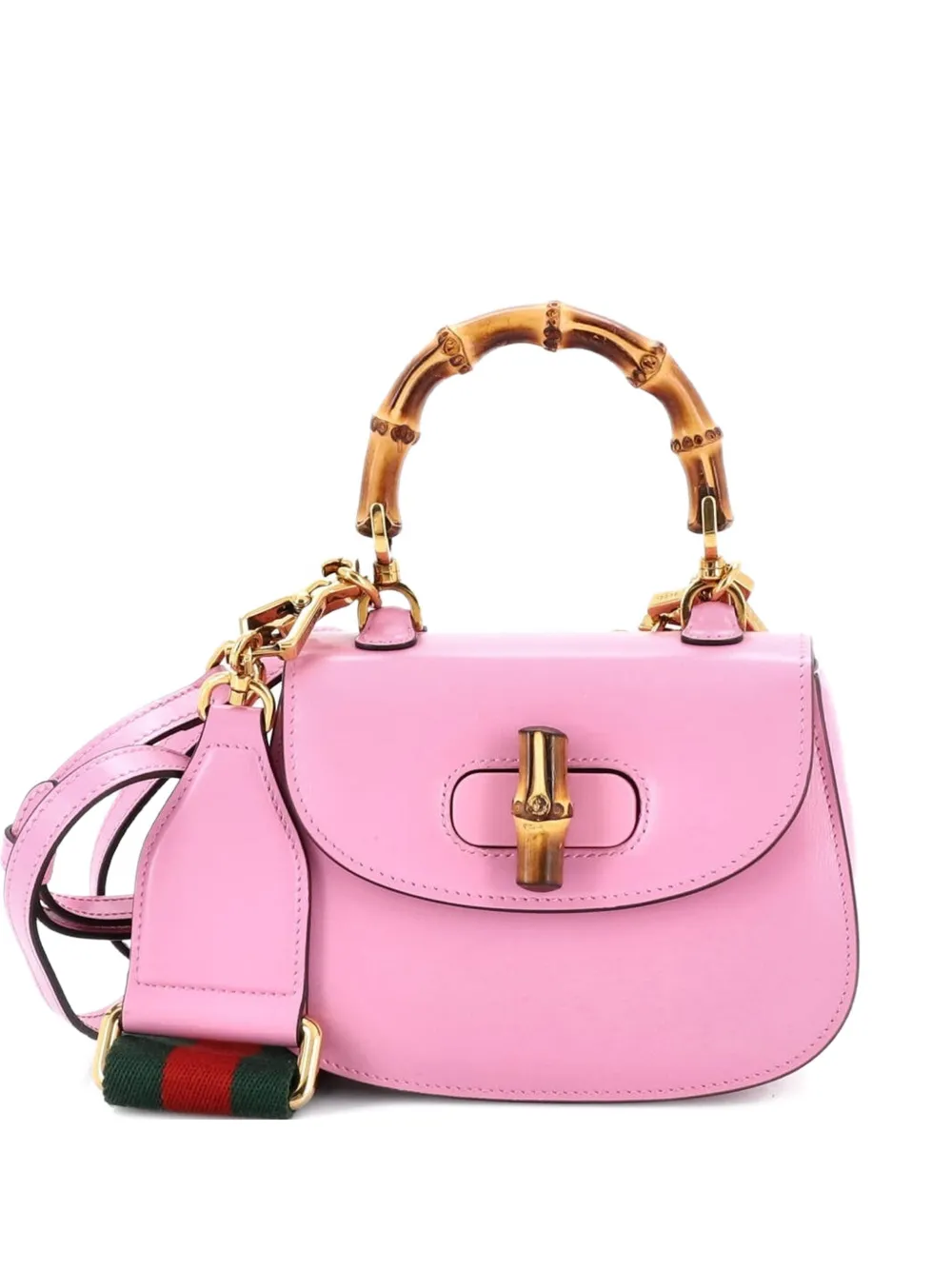 Gucci Pre-Owned Bamboo 1947 Top Handle Bag Leather Mini shoulder bag - Rosa