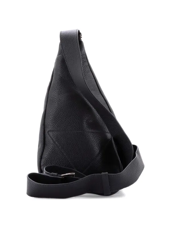 Prada Pre-Owned Triangle Logo Sling Bag Leather Backpack | Black