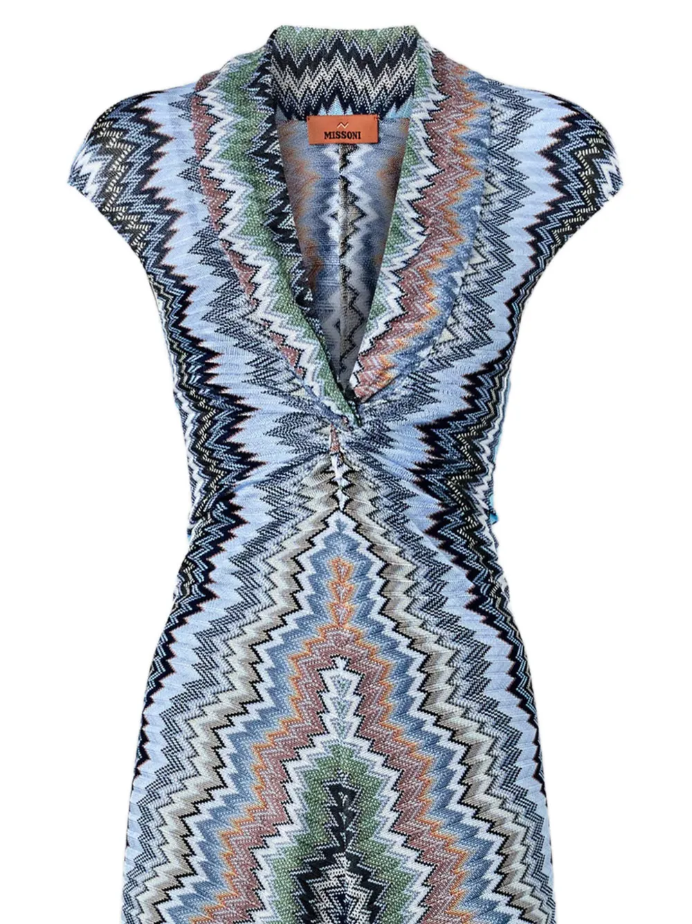 Missoni Maxi-jurk met V-hals en chevron-streep Blauw