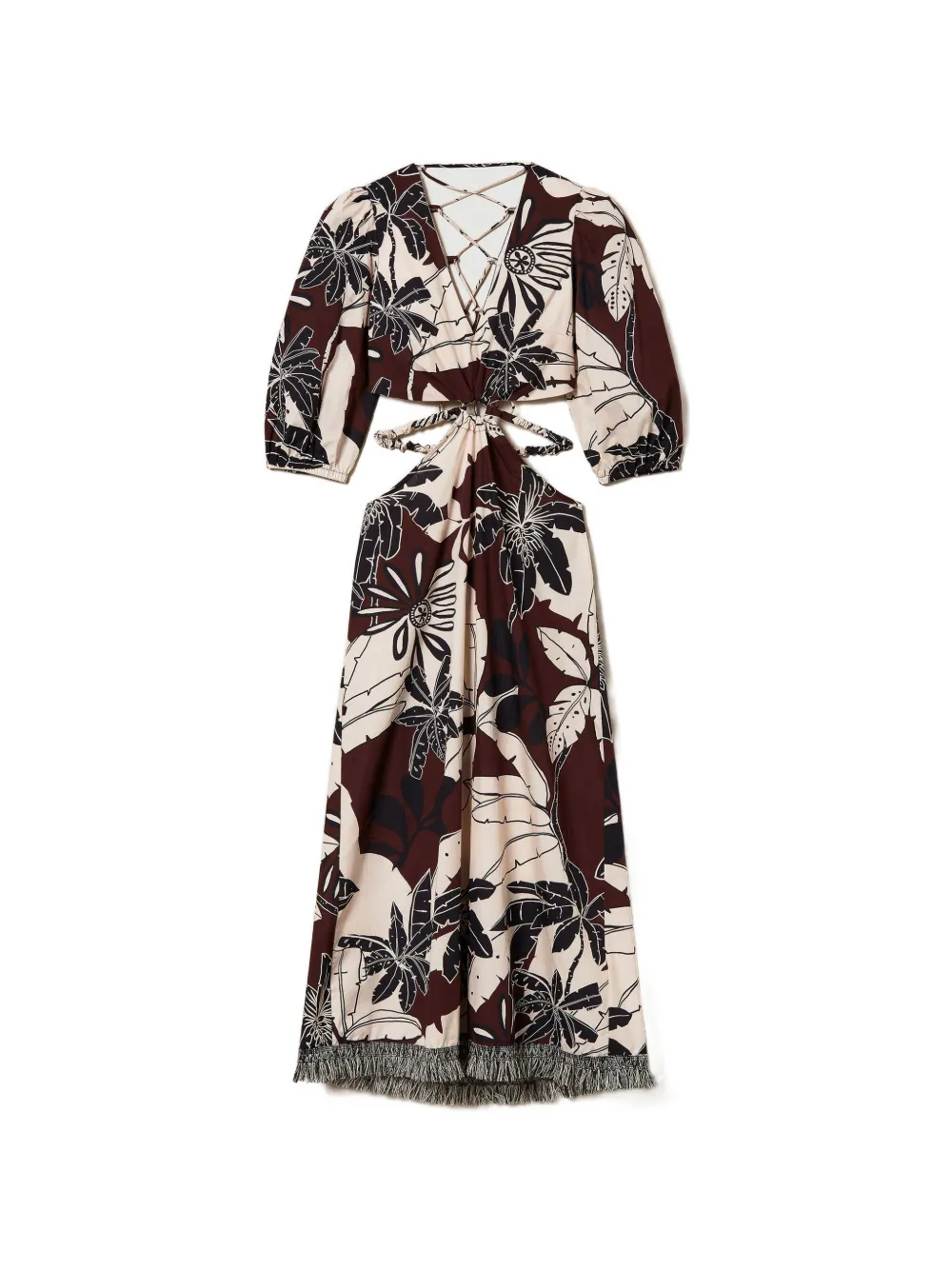 TWINSET Abito midi con dettaglio cut-out - Marrone