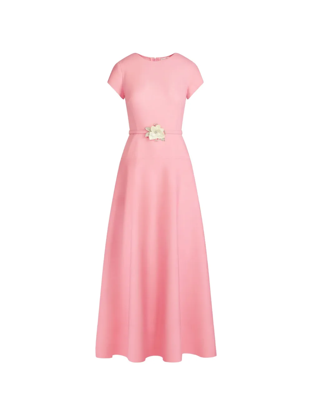 Oscar de la Renta belted short-sleeve midi dress - Rosa