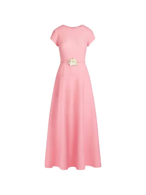 Oscar de la Renta belted short-sleeve midi dress