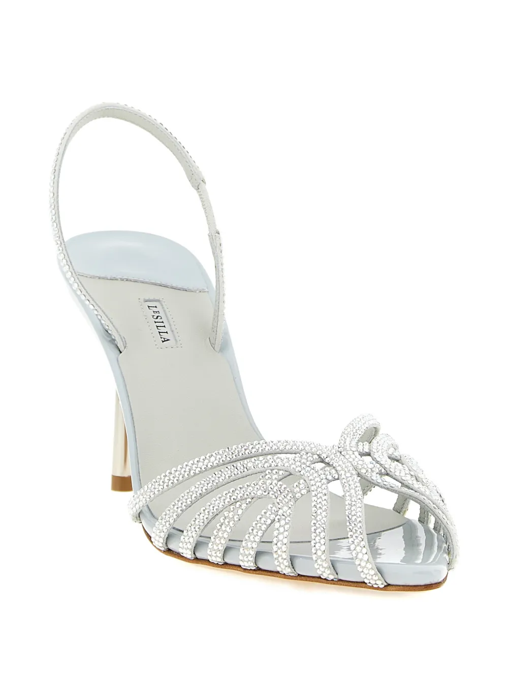 Le Silla Sandalen met puntige neus en stras Blauw