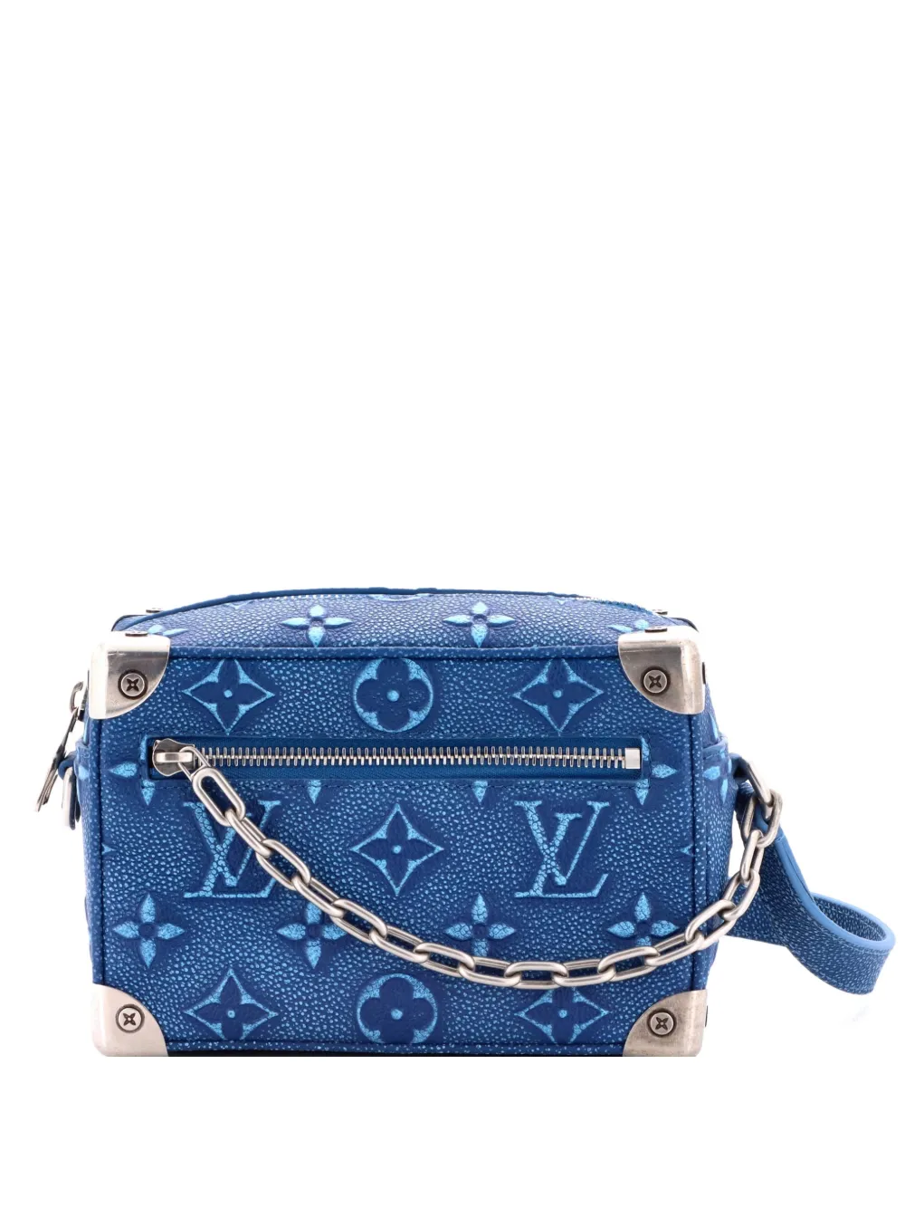 Louis Vuitton Pre-Owned Soft Trunk Bag Faded Monogram Debossed Leather Mini shoulder bag - Blu