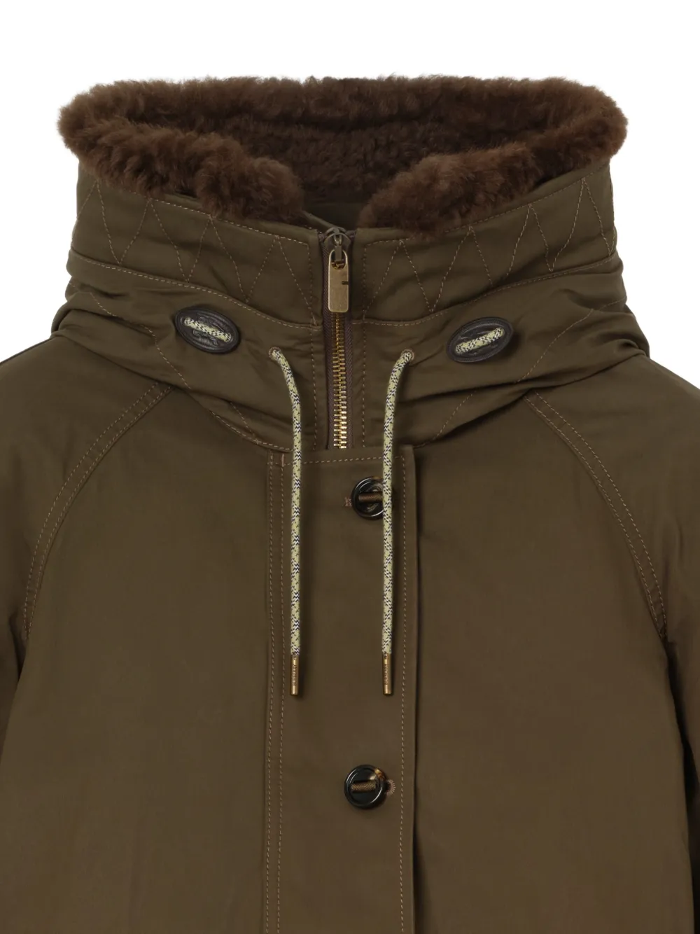  Burberry Shearling Parka - Green 