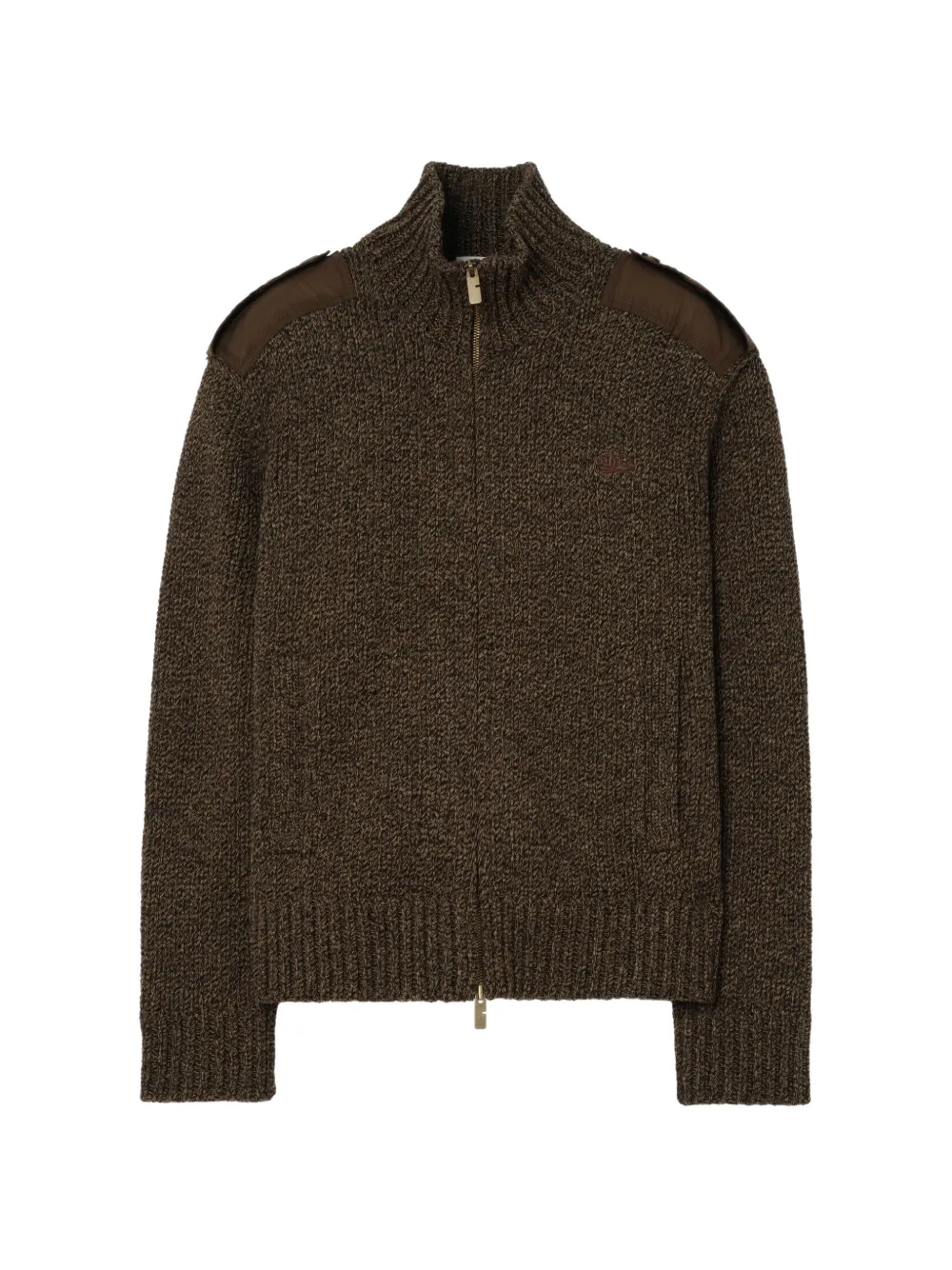 Burberry funnel-neck epaulettes cardigan - Marrone