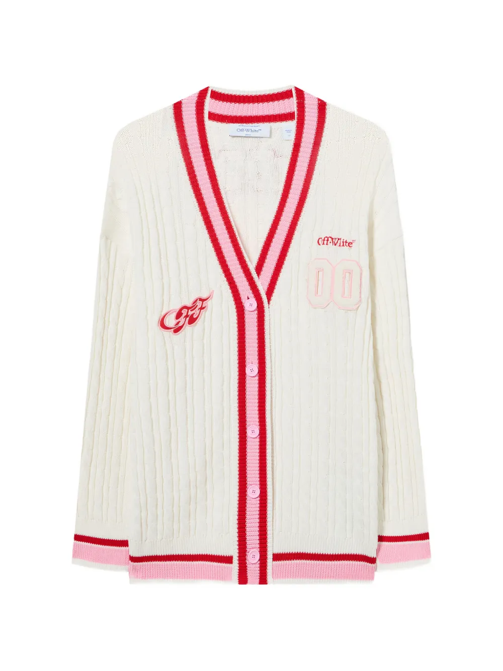 Off-White patch cable knit cardigan - Toni neutri