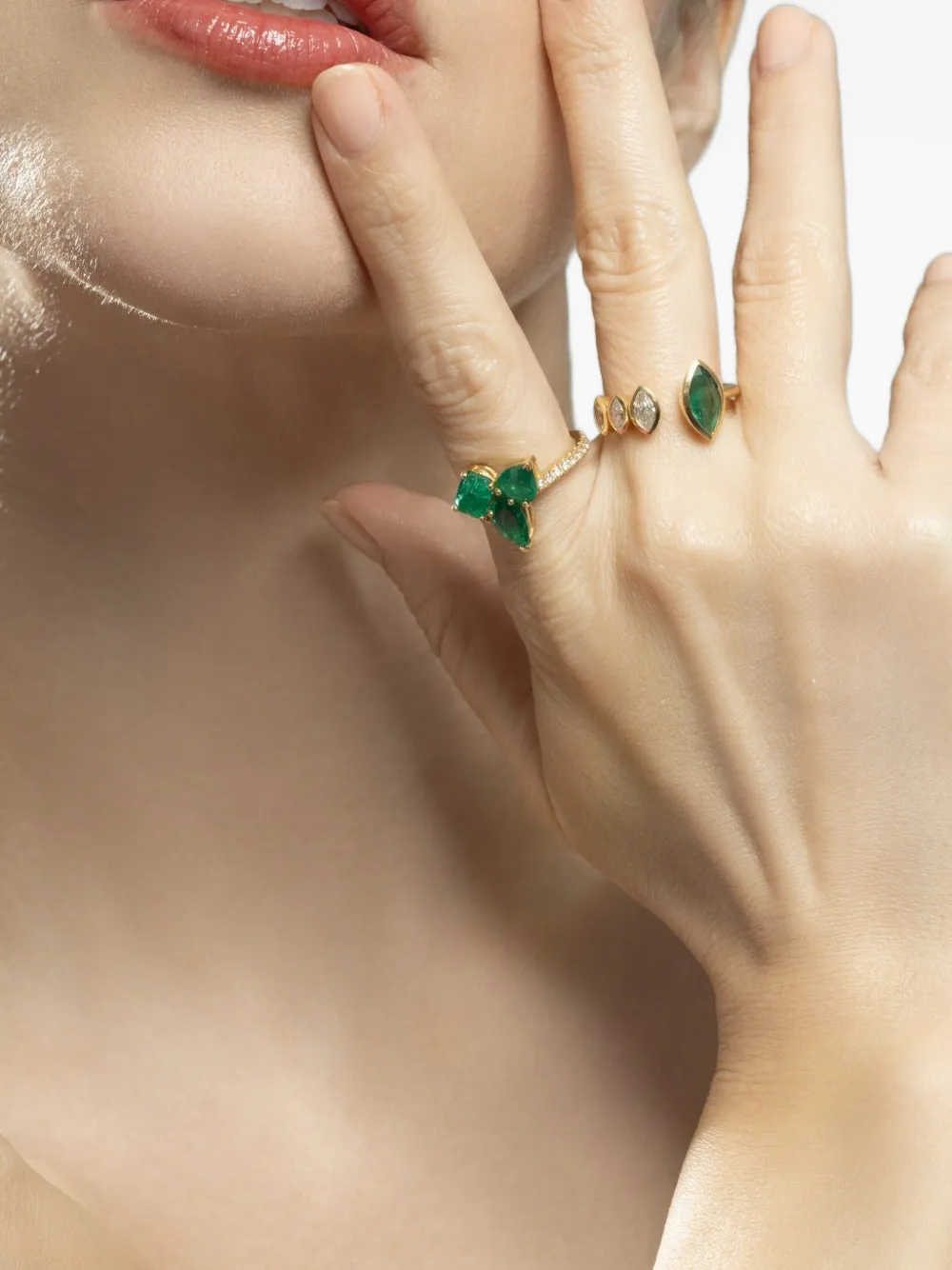 Diamond And Emerald Cluster Band Ring