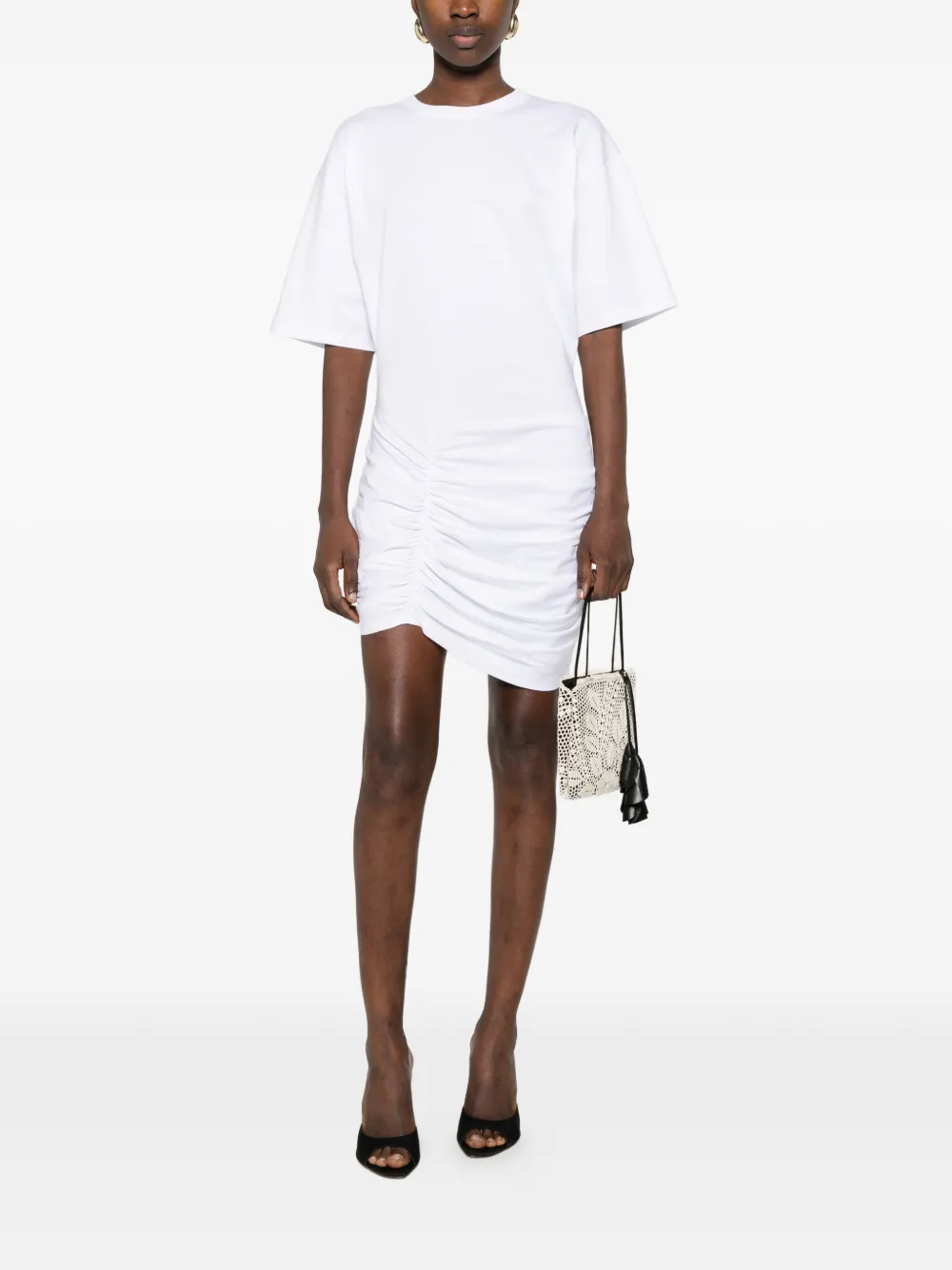  Balmain Gathered-detail Mini Dress - White 