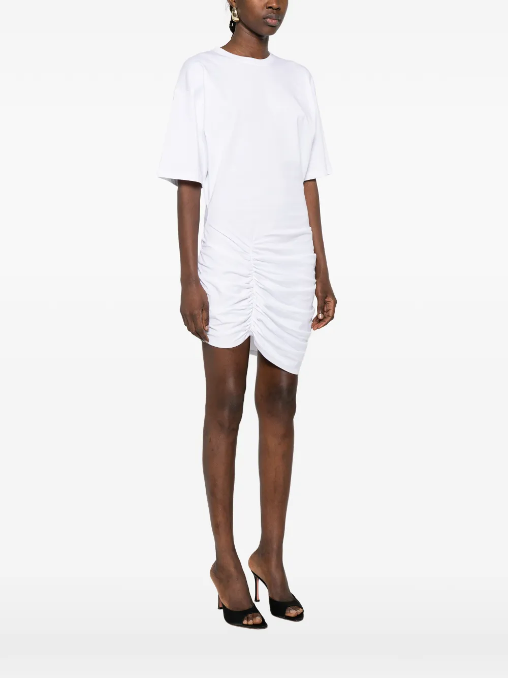  Balmain Gathered-detail Mini Dress - White 