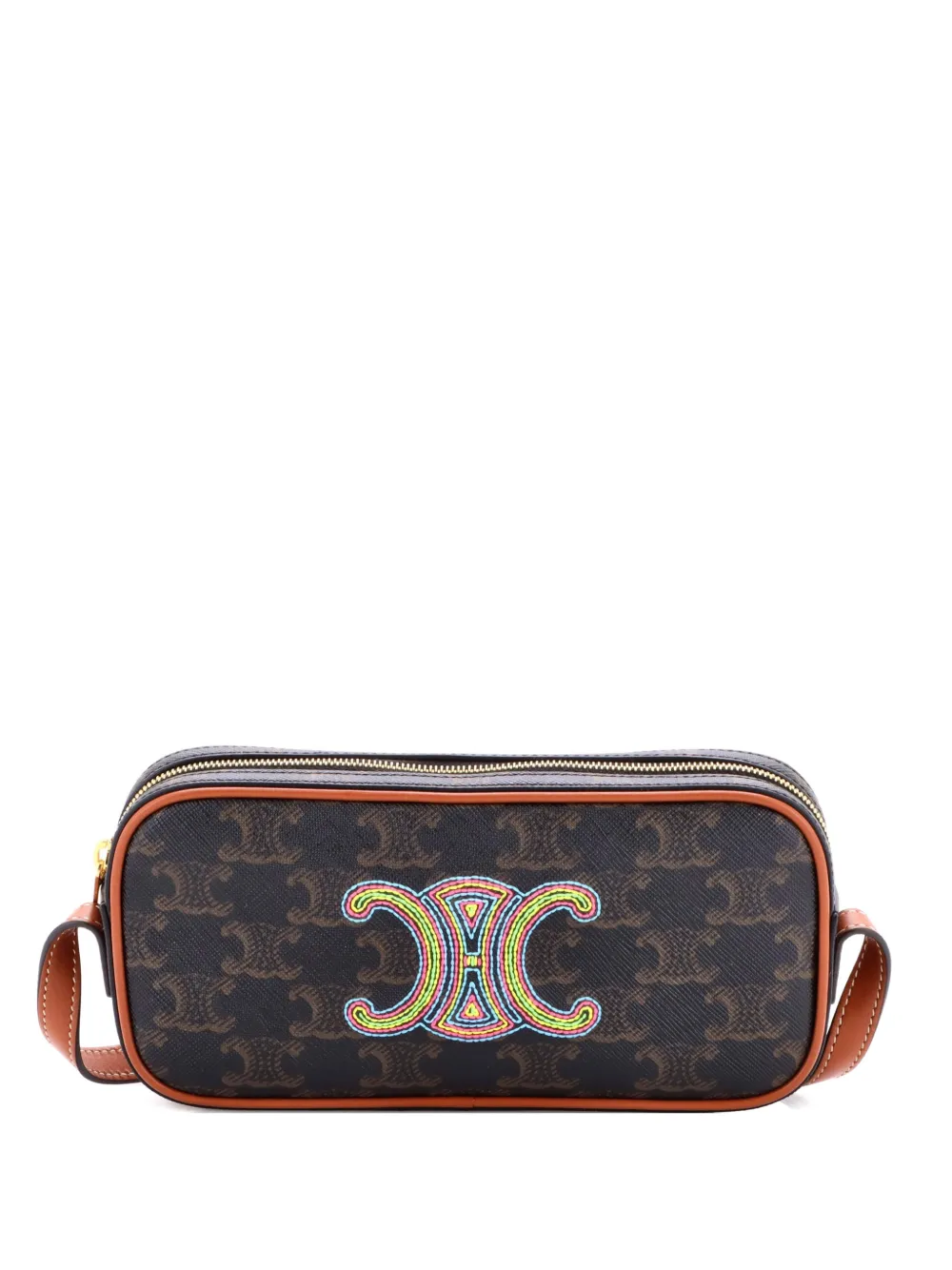 Celine Pre-Owned Cuir Triomphe Camera Shoulder Bag Triomphe Coated Canvas with Leather Small crossbody bag – Brown