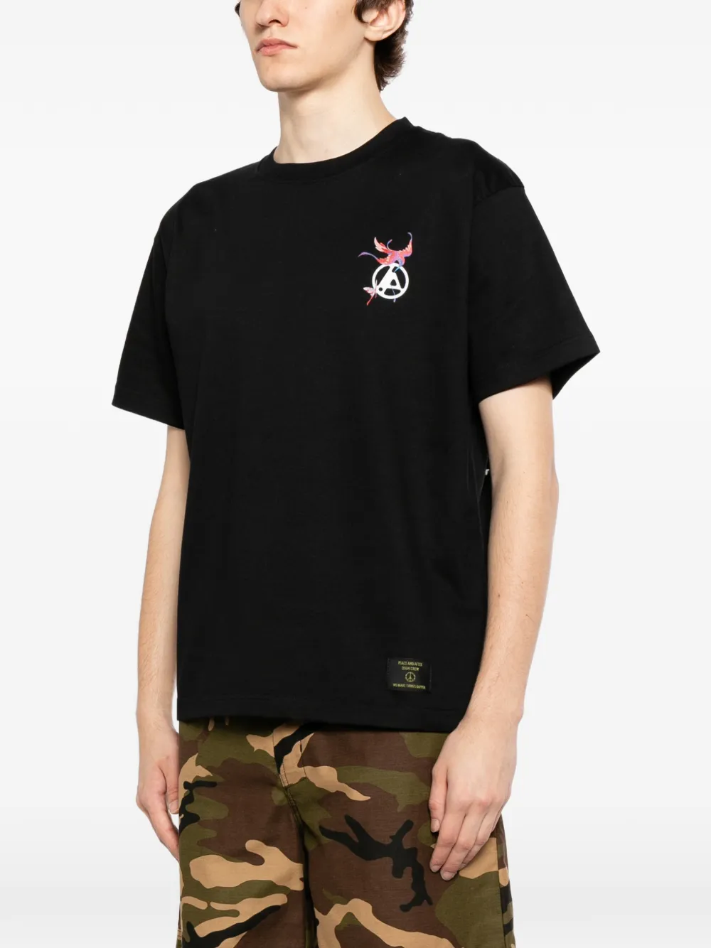  Peace And After Graphic Crew-neck T-shirt - Black 
