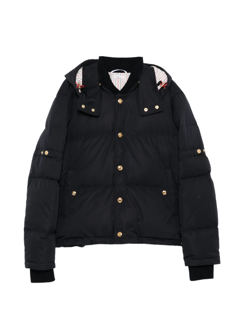 Thom Browne logo-button padded jacket - Blue
