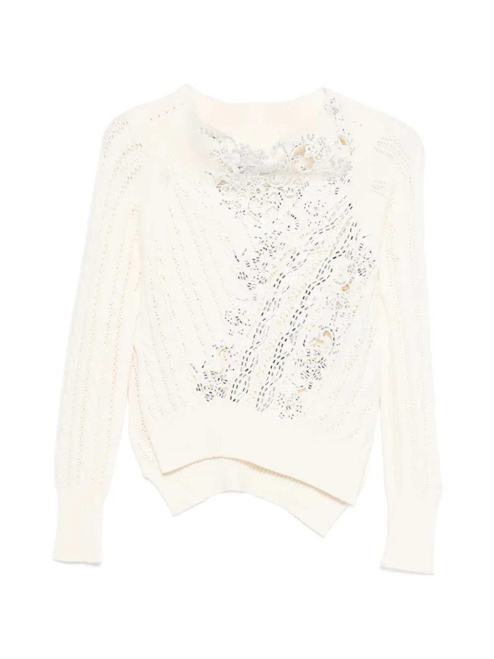 Ermanno Scervino lace-detail sweater - Neutrals
