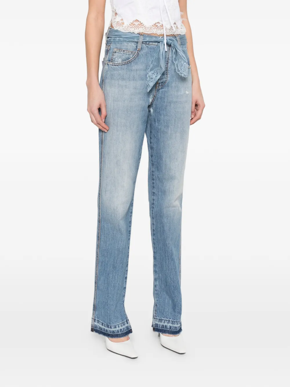  Ermanno Scervino Lace-belted Jeans - Blue 