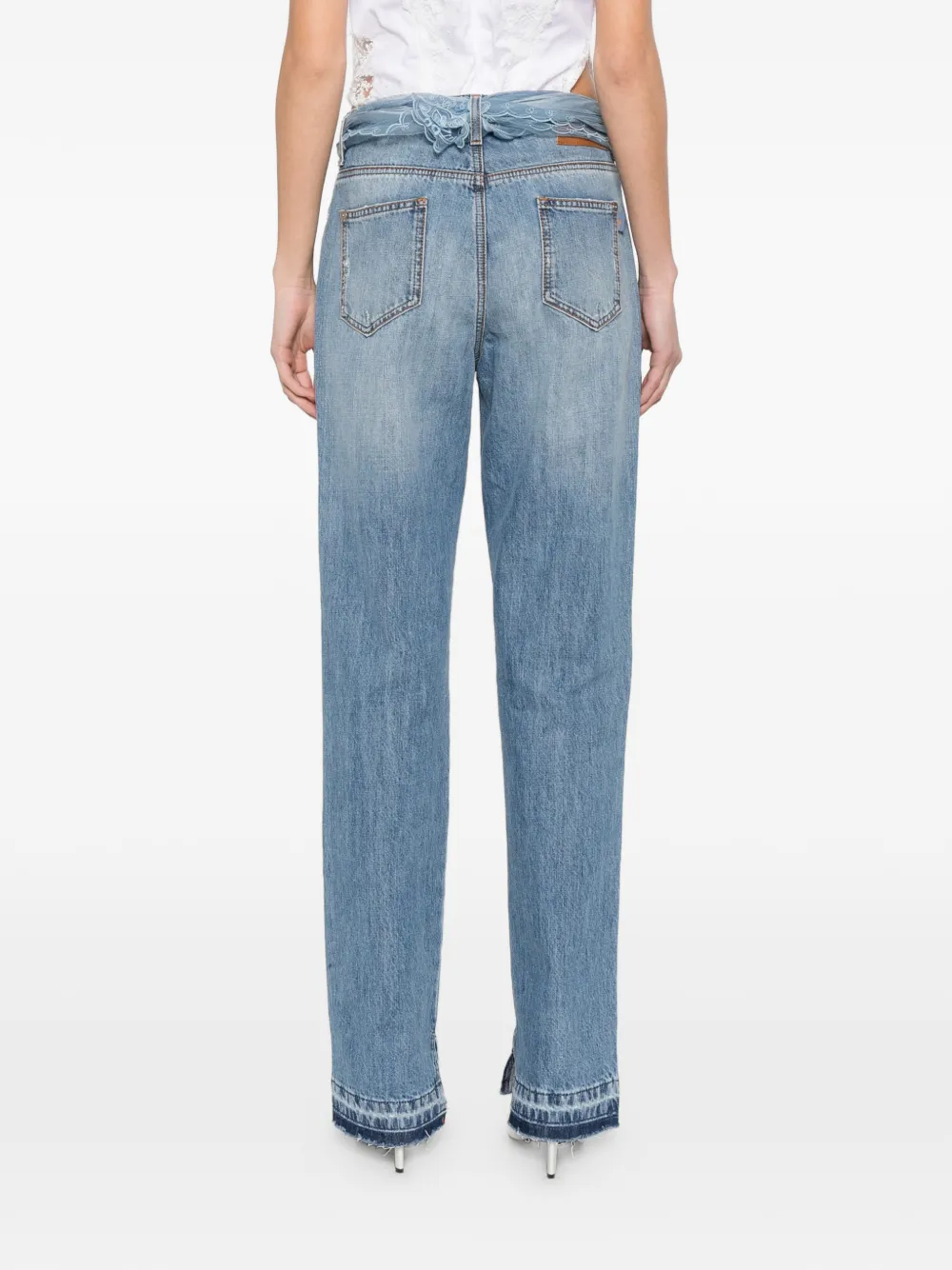 Ermanno Scervino Jeans met ceintuur van kant Blauw