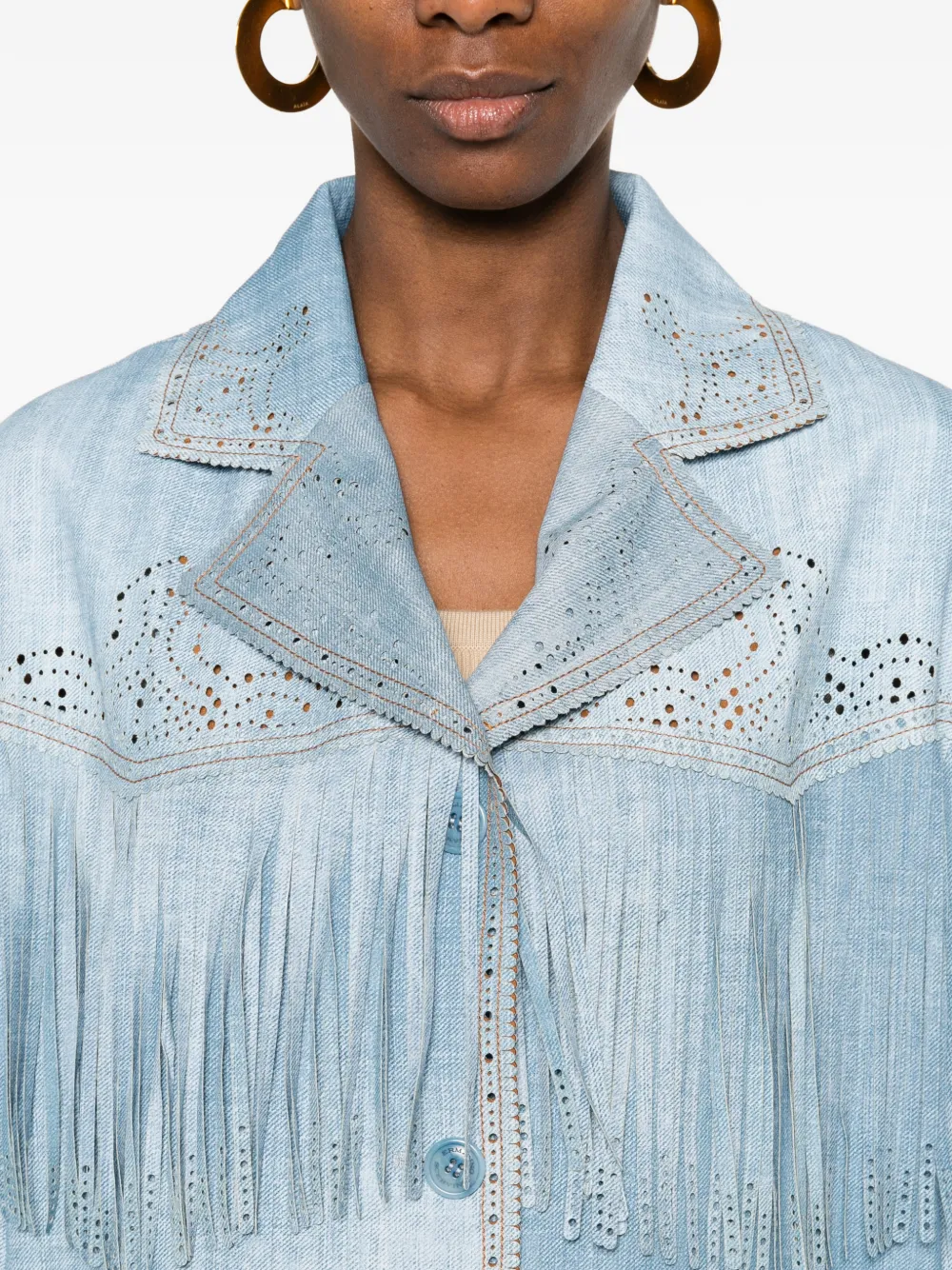 Ermanno Scervino Jack met uitgesneden details en franje Blauw