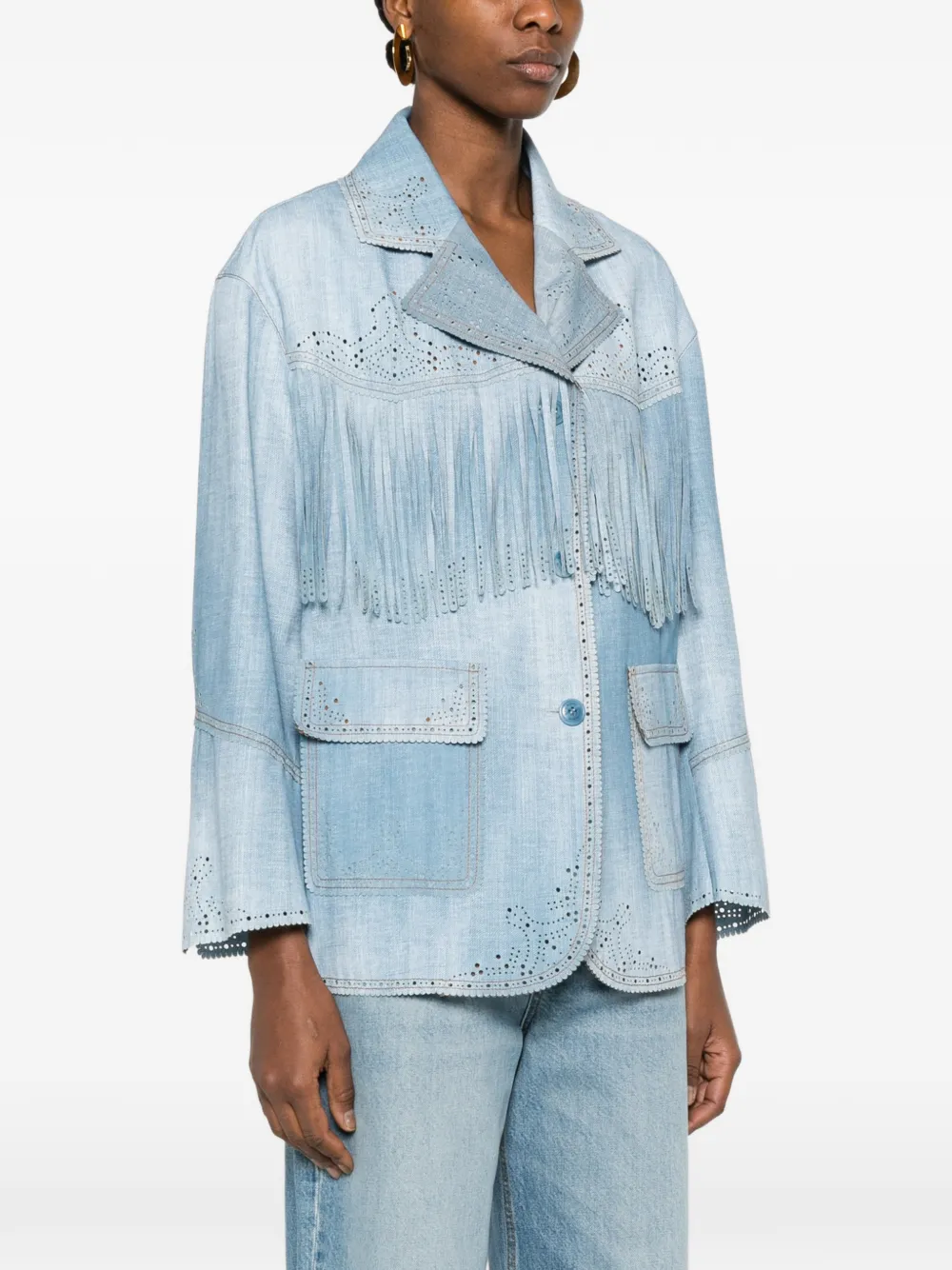 Ermanno Scervino Jack met uitgesneden details en franje Blauw