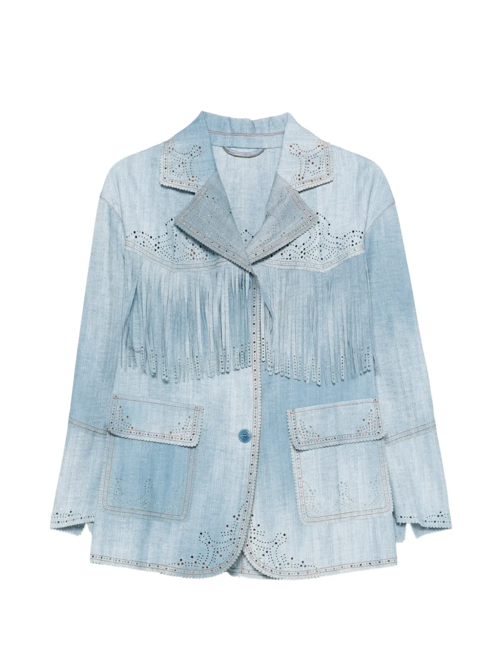 Ermanno Scervino Giacca con frange - Blu
