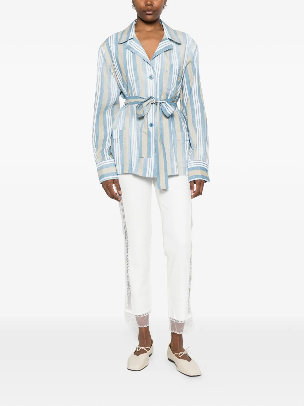 Striped Belted Jacket
