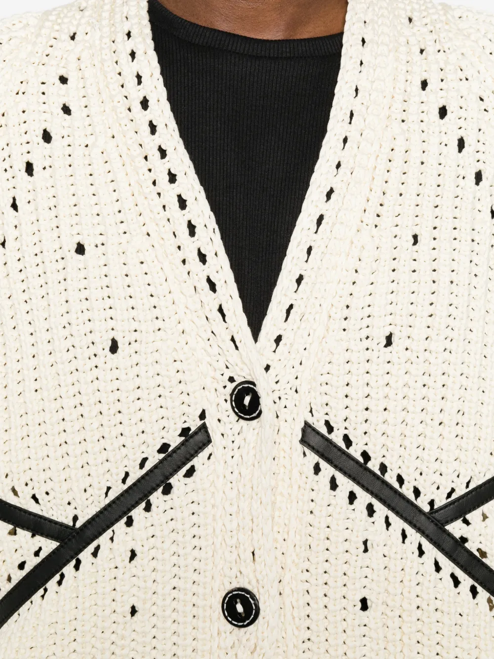 Ermanno Scervino Vest met leren afwerking en knopen Beige