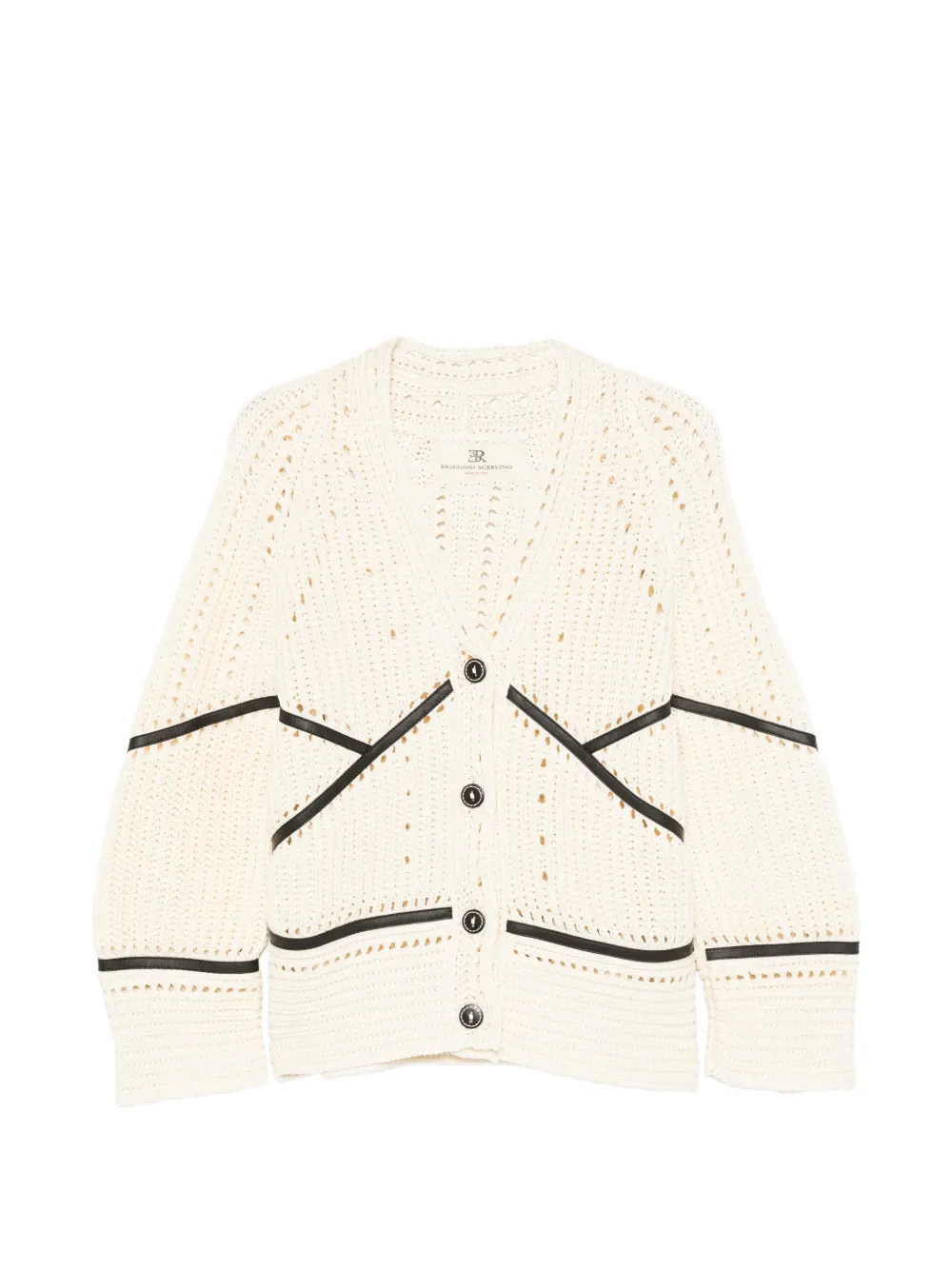 Ermanno Scervino leather-trim buttoned cardigan - Toni neutri