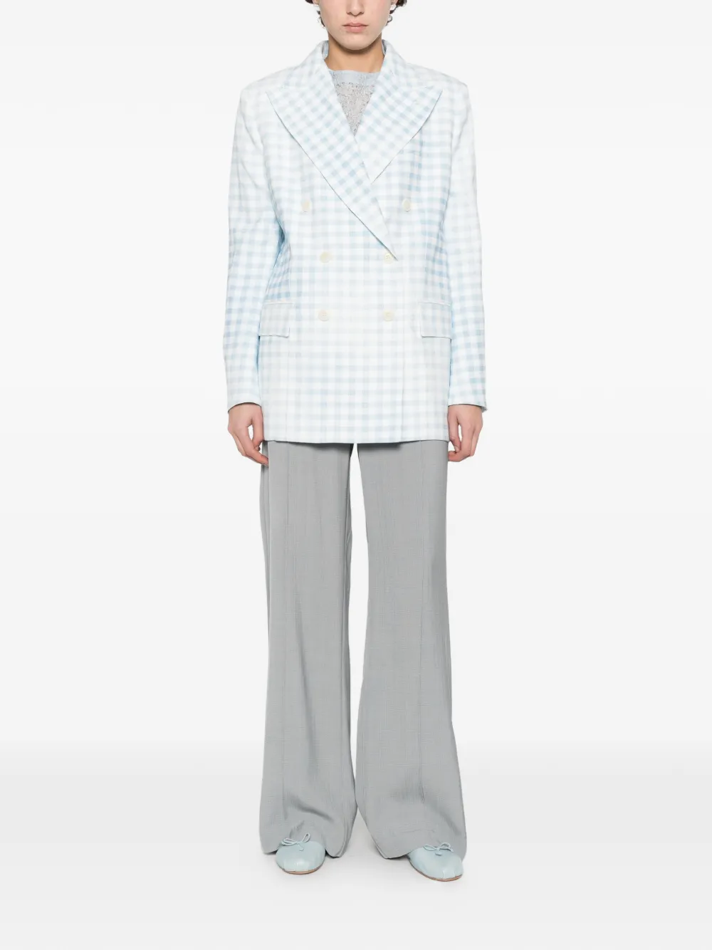 Double-Breasted Checked Blazer