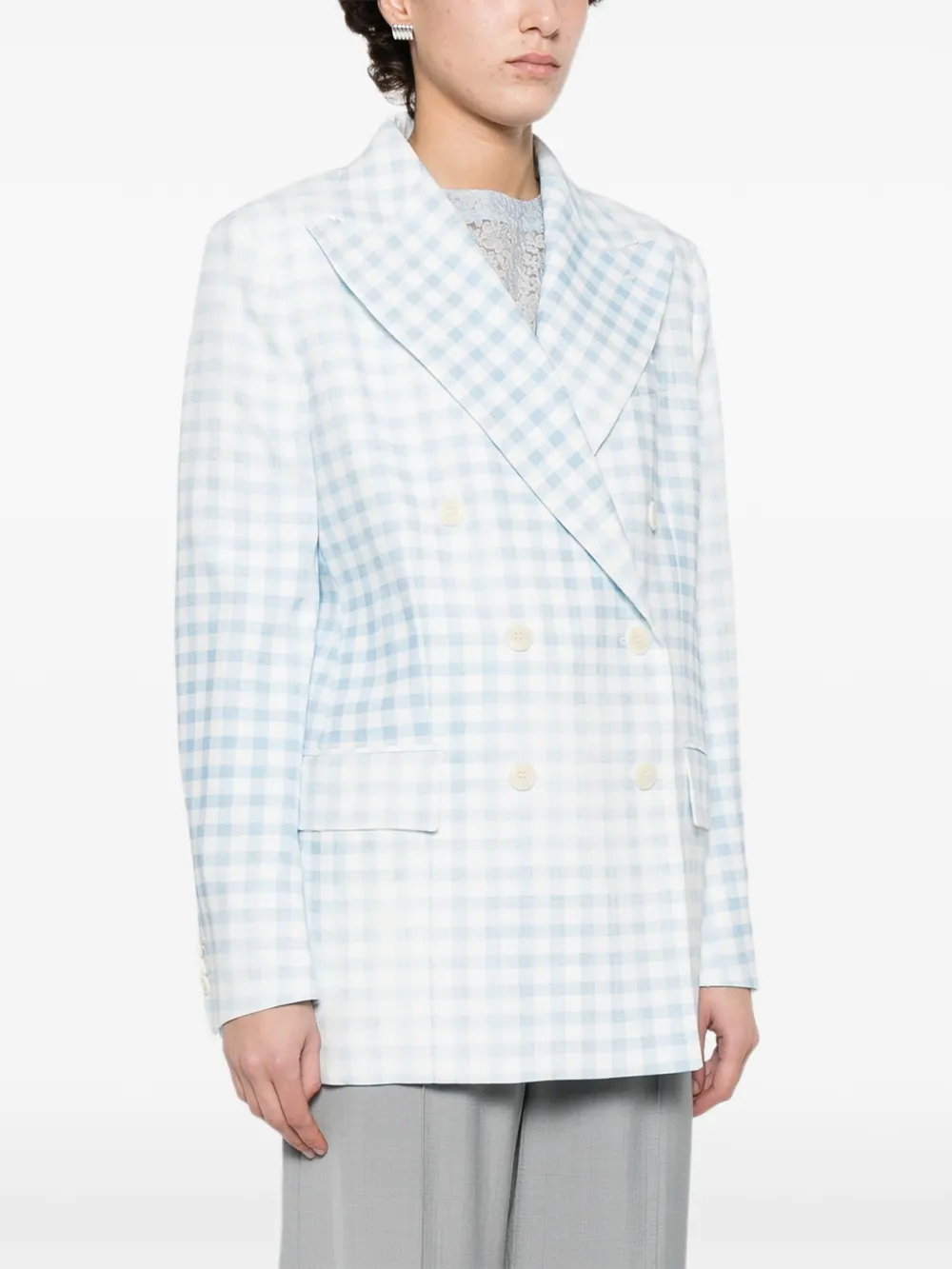  Ermanno Scervino Double-breasted Checked Blazer - Blue 